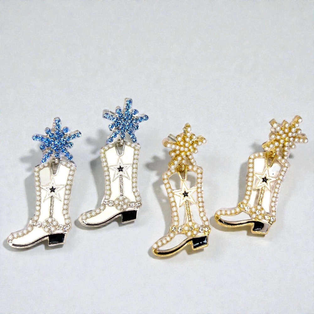 Rhinestone Cowgirl Boot Earrings, Western Rodeo Statement Jewelry, Bachelorette